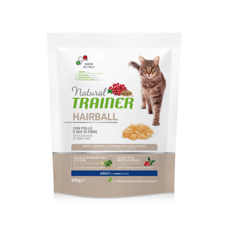 Trainer Natural Hairball Cat Adult al Pollo e mix di fibre - 300gr